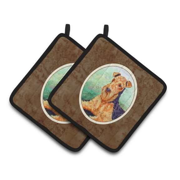 Carolines Treasures 7239PTHD Airedale Terrier Pair of Pot Holders , 7.5HX7.5W, multicolor
