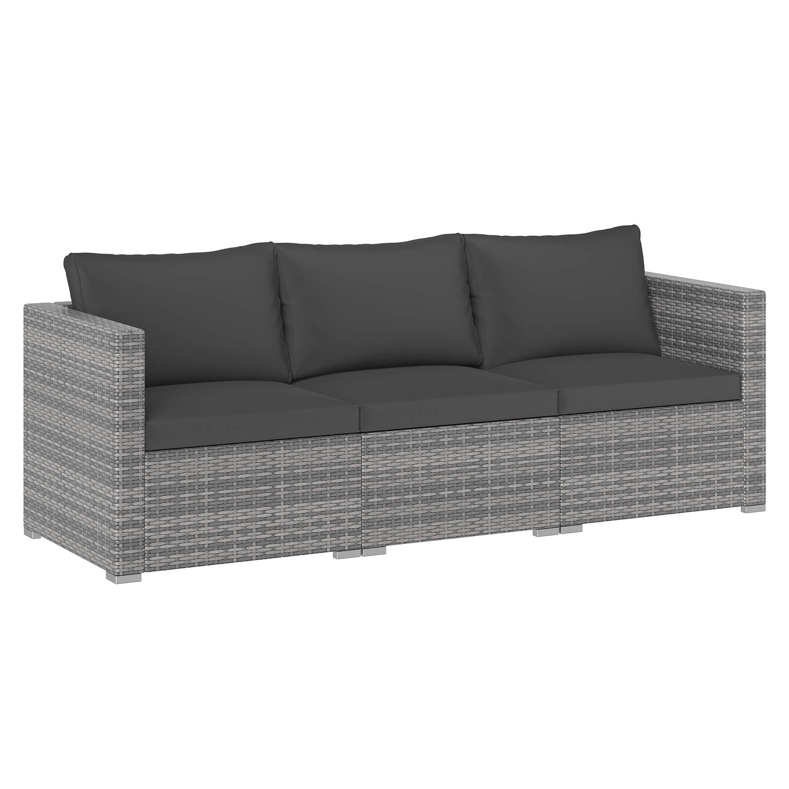 Costway 3PCS Patio Sectional Sofa Set, PE Rattan Modular Couch Furniture Set with Cushions Black + Mix Gray
