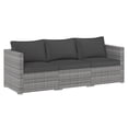 thumbnail image 2 of Costway 3PCS Patio Sectional Sofa Set, PE Rattan Modular Couch Furniture Set with Cushions Black + Mix Gray, 2 of 10