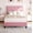 Pink, variant on Garvee Twin Size Platform Bed Frame with Upholstered Headboard – Wooden Slats Support, No Box Spring Needed, Easy Assembly, Beige