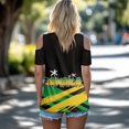 thumbnail image 4 of POLERO Jamaica Palm Tree Print Women’s Cold Shoulder Shirt Short Sleeve V Neck T-Shirt Tee Blouse Casual Tops for Women Sexy Travel Work M, 4 of 8