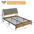 thumbnail image 4 of Bed Frame with Charging Station, Metal Platform Bed with Ergonomic Large Storage Headboard, Metal Slats Support, Noise-Free, No Box Spring Needed, Rustic Brown, 4 of 9