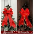 thumbnail image 4 of 2 Pack Pre-Lit Red Christmas Bows 19.6"x11", Large LED Lighted Bows with Battery Operated Lights, Double-Layer Gold Wired Edge Holiday Bows for Christmas Tree Topper, Wreath, Indoor Home Party Decor, 4 of 5