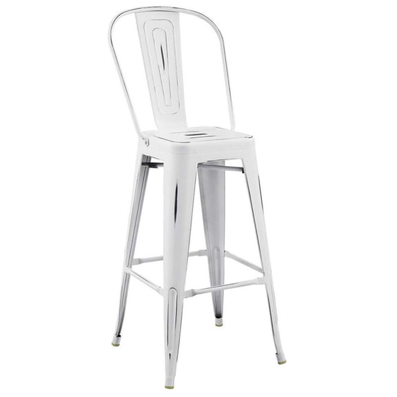 Modway Promenade 29.5" Modern Metal Bistro Bar Stool in White Finish