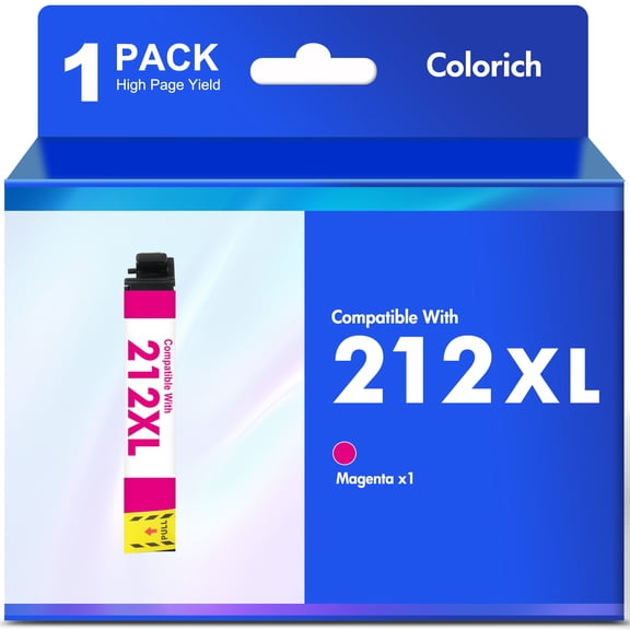 1-Pack 212XL Ink Cartridges Compatible for Epson 212 212XL Printer Ink for WorkForce WF-2850 WF-2830 Expression Home XP-4100 XP-4105 (Magenta)