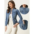 thumbnail image 2 of DARING DIVA Women's Classic Stand Collar Denim Jacket XS Blue, 2 of 6