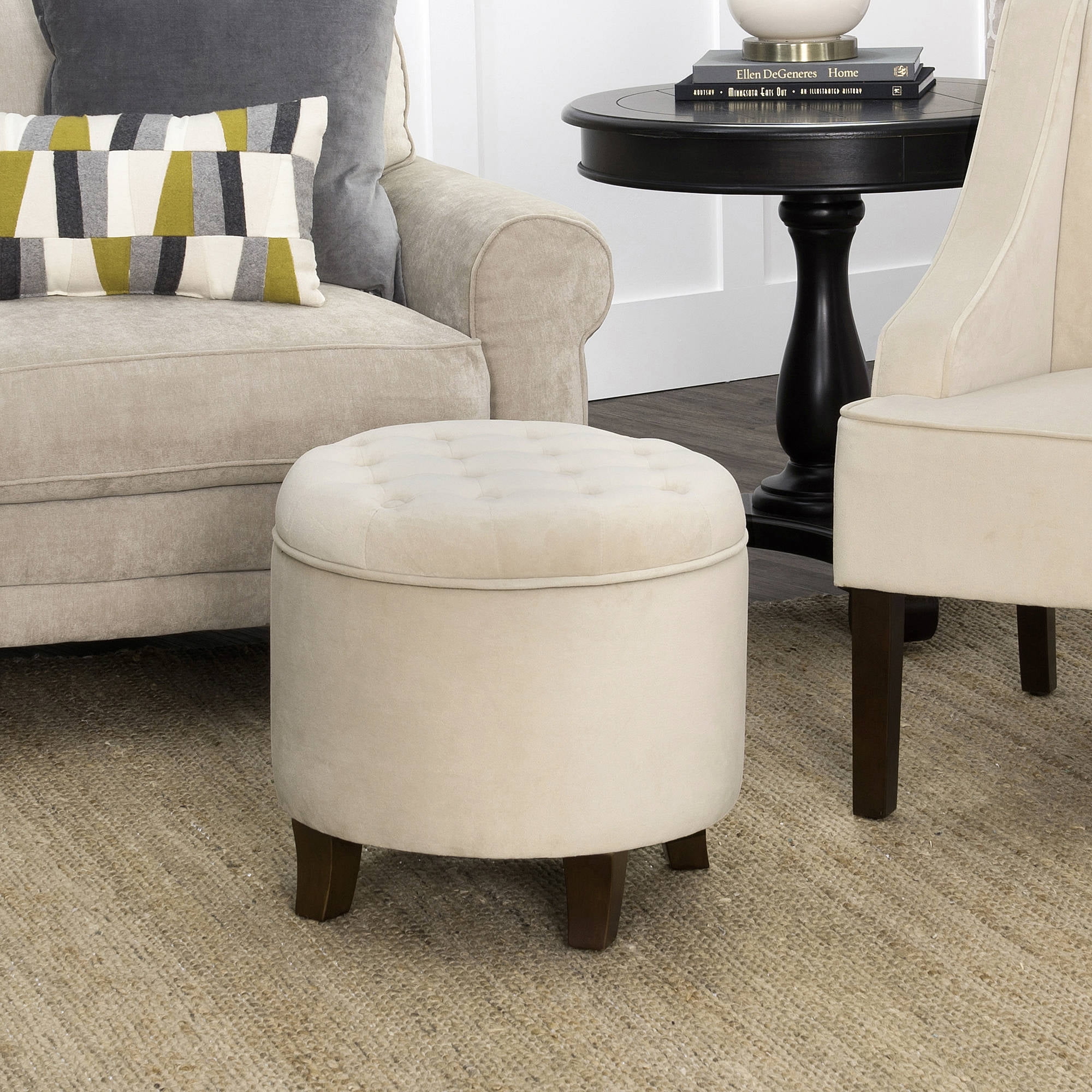HomePop Tufted Round Ottoman with Storage, Multiple Colors