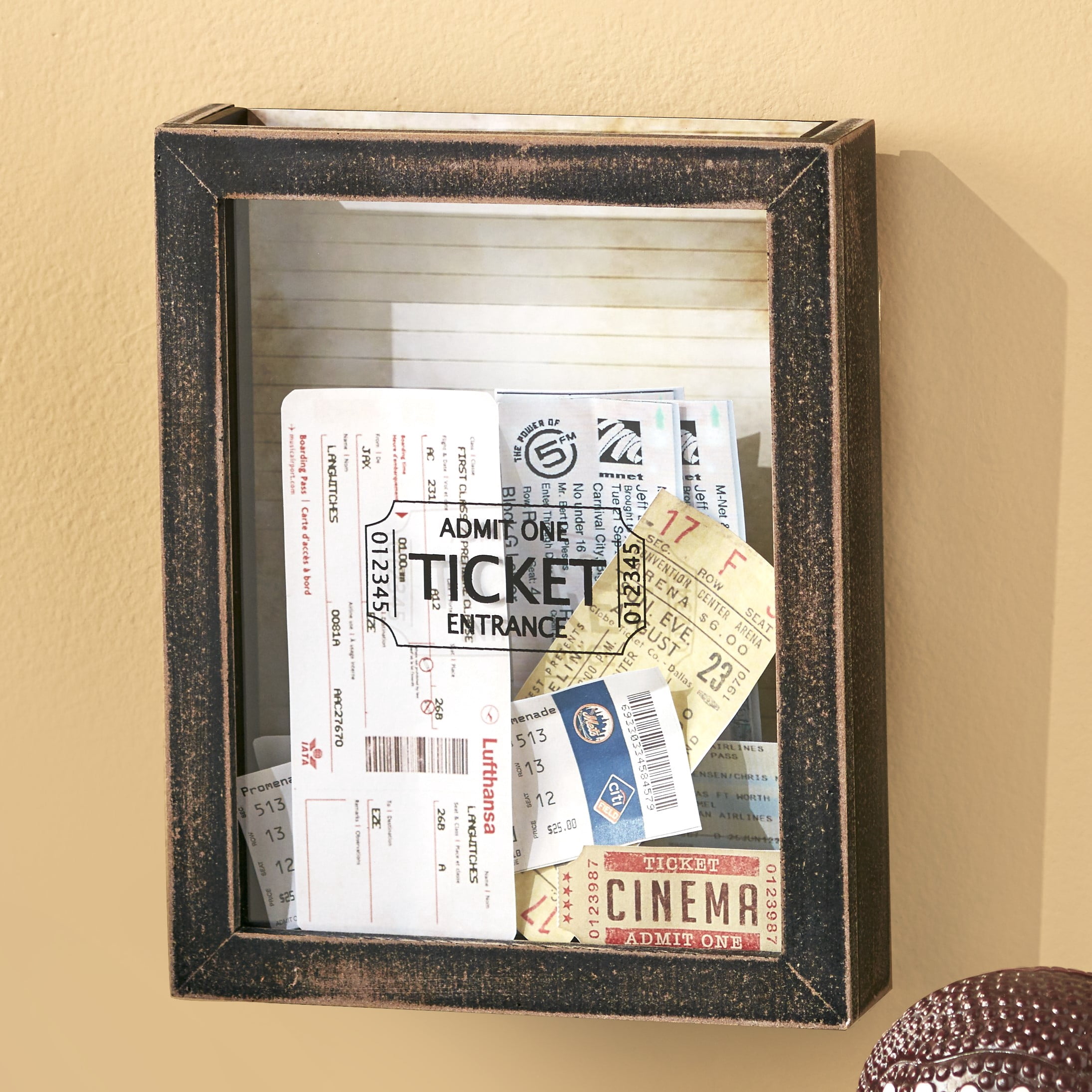 Memento Ticket Box Wall Hanging Holder Framed Keepsake Decoration Walmart Com Walmart Com