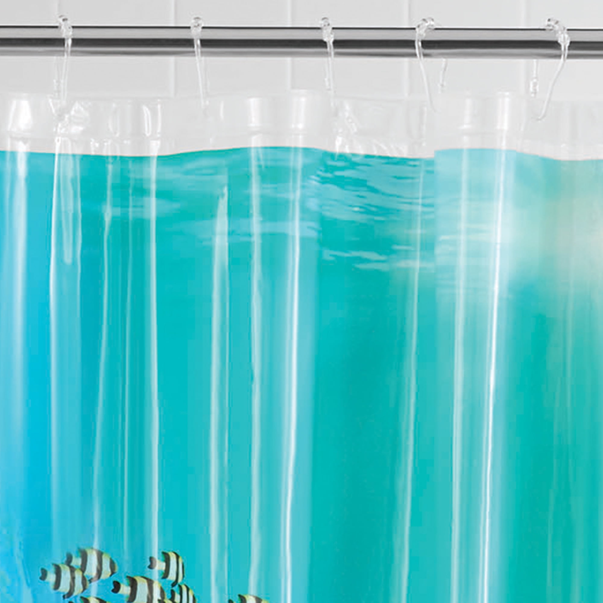 59x71in Waterproof Shower Curtain Polyester Dolphin Fish Ocean with 10 Hooks for Bathroom Hotel, Size: 59 x 71, Blue