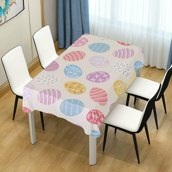 SKYSONIC Easter Eggs Rectangle Tablecloth Spill-Proof Polyester Table Cloth Table Cover for Kitchen Dining Picnic Holiday Party Decoration,60x120 Inch