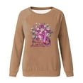 thumbnail image 4 of WREESH Breast Cancer Awareness Sweatshirt for Women Long Sleeve Shirts Floral Graphic Crewneck Casual Top Khaki, 4 of 5