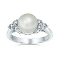 thumbnail image 2 of Bling Jewelry Womens Bridal CZ Halo Pearl Cocktail Statement Ring in Sterling Silver Solitaire Style, 2 of 6