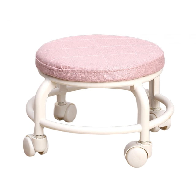 GROWTH TANK Fauteuil à Roulettes Bas Rond Repose-Pieds Confortable Petit Fauteuil Pivotant pour Enfants et Adultes Rose