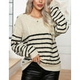 thumbnail image 2 of Sweaters for Women Cable Knit Crew Neck Long Sleeve Striped Knitted Pullover Sweaters Alsol Lamesa, 2 of 6