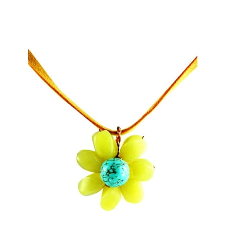 Flower Enhancer - Handcrafted Stone Flower Sterling Silver Pendant Enhancer Adjustable Necklace