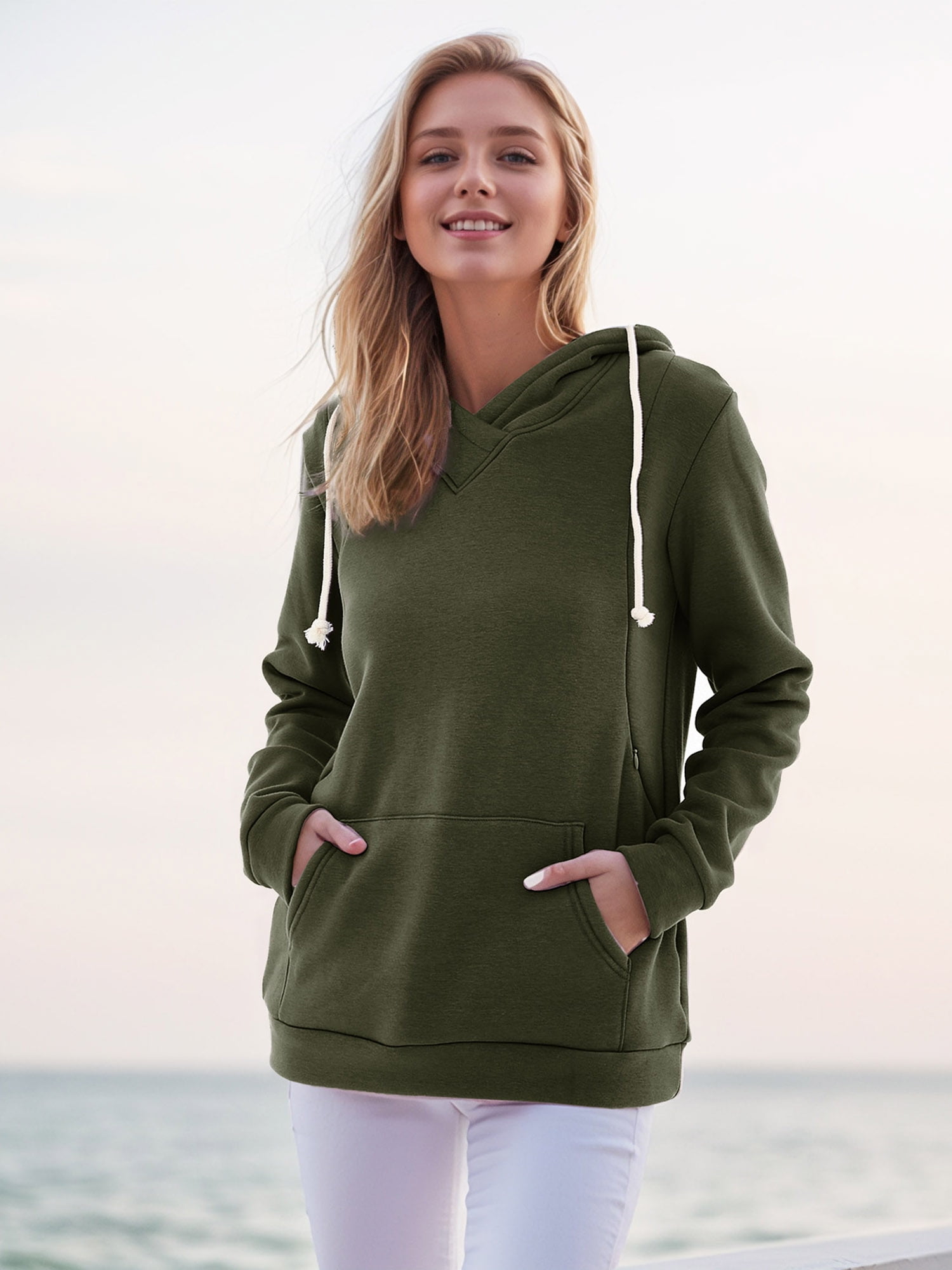 Women's Maternity Nursing Tops Hoodie Fleece Breastfeeding Shirts Clothes