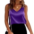 thumbnail image 3 of Inglocry Silk Satin Tank Tops for Women V Neck Summer Tops Sleeveless Camisole Business Casual Tops Work Blouses 2026 Purple M, 3 of 7