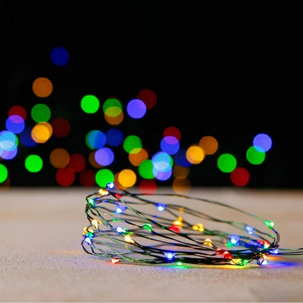 Raz Imports 00424 80 Light 20' Green Wire MultiColor Battery Operated Indoor LED Micro