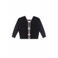 thumbnail image 2 of Forever 21 Velvet Bow Open-Front Knit Sweater, Color-Black/Cream, Size-S, 2 of 6