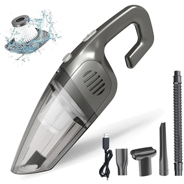 Aspiradora portátil inalámbrica BZY, 16500 Pa, alta potencia, recargable, con múltiples accesorios, ligera, pequeña, portátil, para limpiar el coche, la oficina y el hogar, color gris.