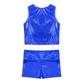 thumbnail image 4 of iEFiEL Kids Girls 2-Piece Activewear Modern Dance Sports Outfit Racer Back Vest Tops with Shorts Gym Suit Blue 10, 4 of 7