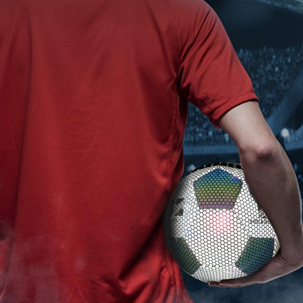 hejhncii Luminously Colorful Soccer Balls Reflective Football Glowing Standard Size Soccer