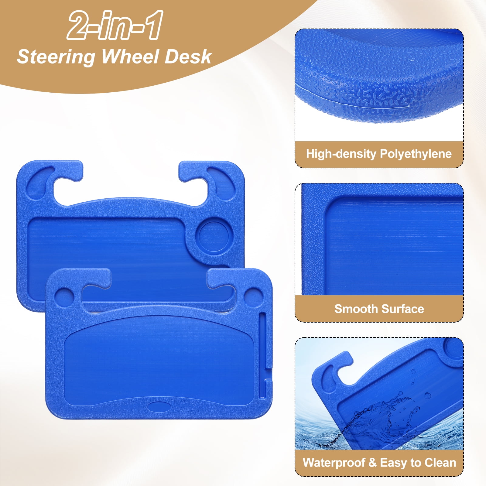 Uxcell 2 in 1 Car Steering Wheel Tray Car Food Trays Auto Steering Wheel Under Table Desk for Eating Food Drink Laptop Writing Work, Blue