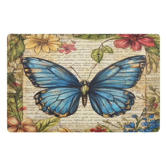 BZSMCE Floor Mats 32x20in Blue Butterfly Pattern Creativity Doormats