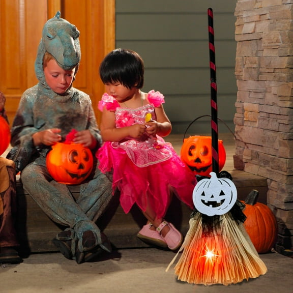 Halloween Animated Witch Broom with Light and Sound Effects,Moving Witch Figurine,Battery-Powered Flying Broomstick Decor for Halloween Party Indoor Outdoor Decoration