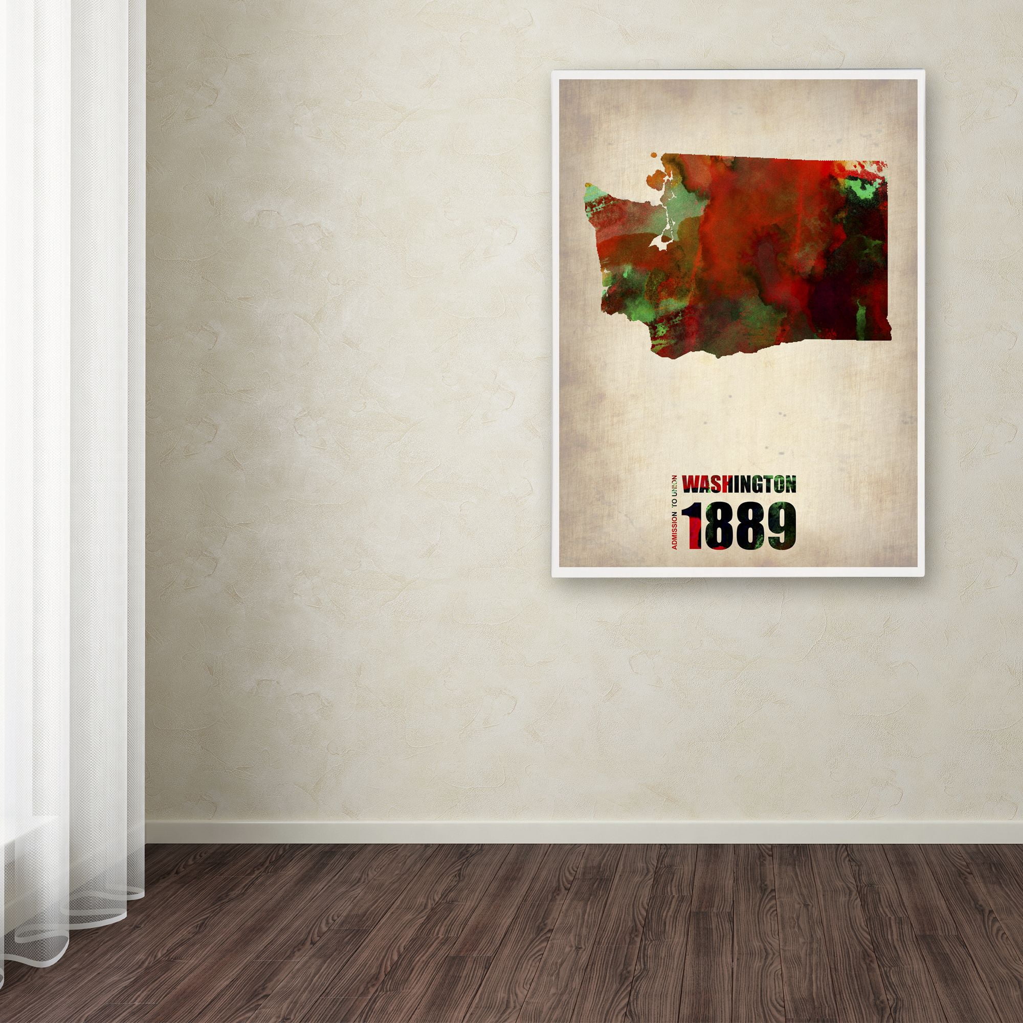 Trademark Fine Art "Washington Watercolor Map" Canvas Art by Naxart
