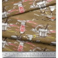 thumbnail image 3 of Soimoi Brown Rayon Crepe Fabric Lemon Slice & Soft Drink Beverages Fabric Prints By Yard 46 Inch Wide, 3 of 3