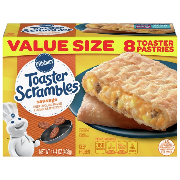 Pillsbury Toaster Scrambles Sausage Frozen Breakfast, 8 Ct, 14.4 oz