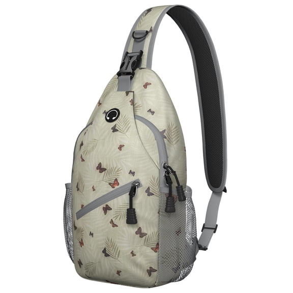 Butterflies Lovers Print Crossbody Sling Bag, Artistic Floral Lightweight Backpack for Women Hiking Outdoor Travel and Daily Commute