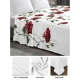 thumbnail image 6 of Red Roses King Size Flat Sheet, Wrinkleproof & Fadeproof Cooling Flat Bed Sheet Only, Spring Floral Summer Botanical Weeping Breathable Soft Bedding Top Sheets 105 x 98 Inches, 6 of 8