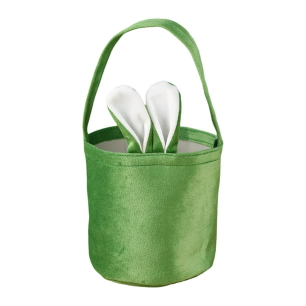 Cesta con orejas de conejo Celebraciones escolares Decoraciones de enfermería Decoración Cesta de huevos de Pascua Suministros para fiestas Bolsa de Verde Gloria Canasta de Pascua