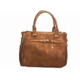 thumbnail image 3 of ZzFab Multi Zippers Fashion Locking Faux Leather Purse Tote Bag Brown, 3 of 3
