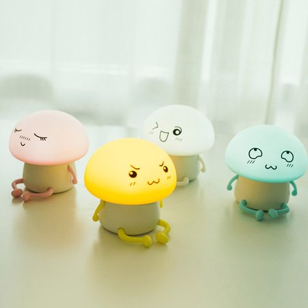 Yellow Baby Decor LED Lovely Cartoon Q Baby Atmosphere Silicone Night Light for Home Desk Decor yellow Dry battery ()