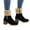 Black, variant on Fuzzy Winter Boots for Women Suede Lug Sole Stacked Heel Zipper Short Snow Booties Casual Round Toe Ankle Boots