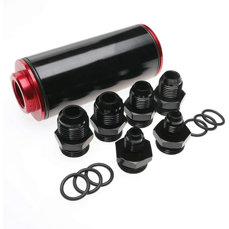 100 Micron Inline Fuel Filter w/ 6AN 8AN 10AN Fitting E85 Adapter Fuel Filter