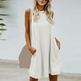thumbnail image 1 of Fshaion Robe d'Été pour Femmes 2024 Grande Taille Printemps et Col Suspendu Jupe Grand Dos Robe Sans Manches Col Rond Liquidation à Moins de 10!, 1 of 8