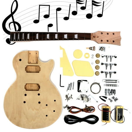 Electric Guitar Kit DIY Solid Mahogany Wood Unfinished Guitar Parts Handcraft -  Build Your Own Guitar (Best Solid Wood Guitar Under 1000)
