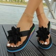 thumbnail image 2 of HNMKIU Flip Flops for Women Bohemian Thick Sole Heel Toe Post Floral Details Summer Relaxation Casual Beach Wear Slippers for Women Outdoor Z01_Black,8.5, 2 of 8