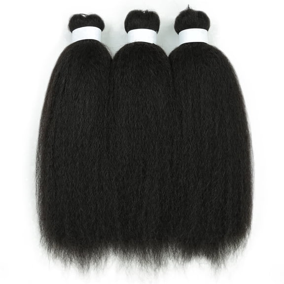 Mofyue 26 Inch Kinky Straight Crochet Vixen Hair Bundles, Synthetic Crochet Braiding Hair, 3 Packs, 1B Natural Black