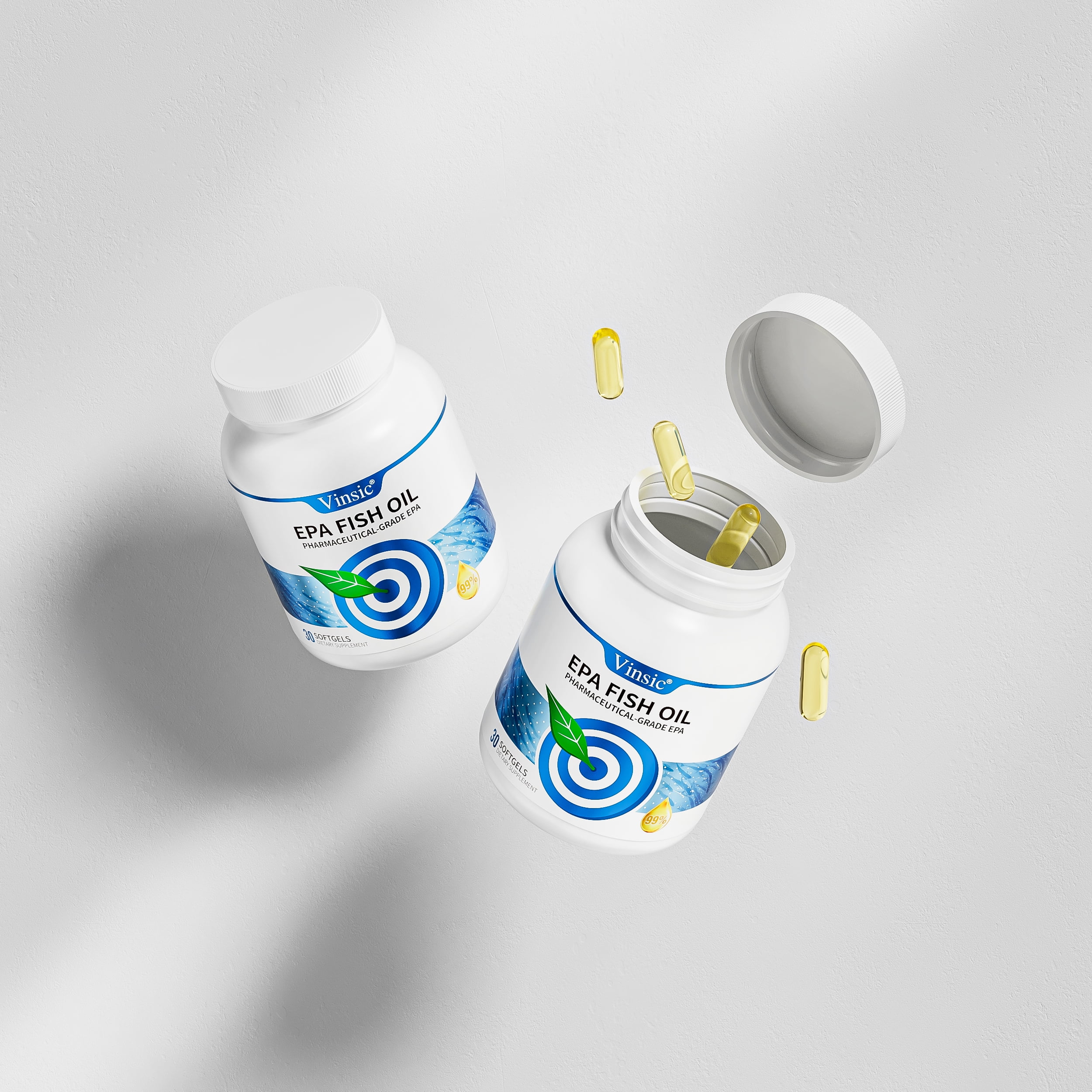 Vinsic Ultra-Concentrated High-Purity EPA≥99% Purity Fish Oil - 30 Softgels, 2000mg+ per Serving, KD Pharma Patented Extraction Process, Pure Marine Source, IFOS & GMP Certified, Switzerland Made