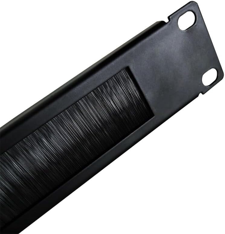 FEFEFW-Professional 1U 19” Rack Mount Brush Panel | Heavy-Duty Steel Cable Management Accessory | Dust-Reducing Nylon Bristles | Server Room & Data Center Cable Organizer
