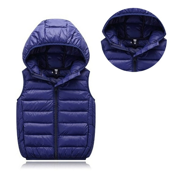 Kids Puffer Vest Kids Winter Vest Baby Hoodie Vest Zipper Up Down Coats Thick Fleece Vest for Kids 5-6 Years