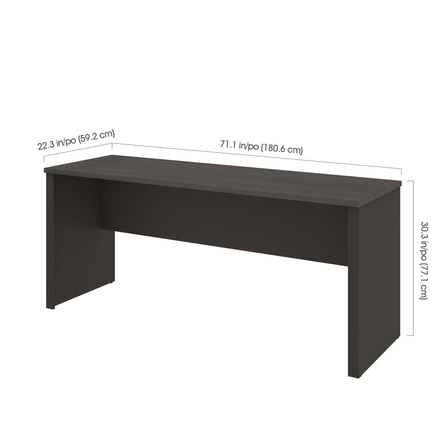 Bestar Prestige + Bureau étroit sans caisson - Gris écorce et ardoise