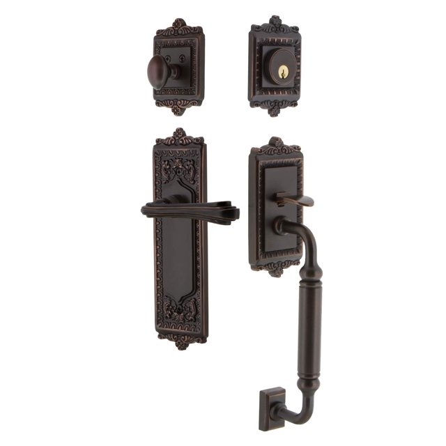 Nostalgic Warehouse Egg & Dart Plate C Grip Entry Set Fleur Lever in Timeless Bronze