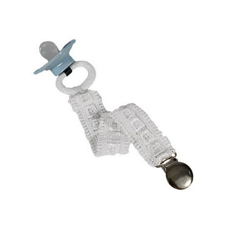 Little Things Mean A Lot Unisex White Universal Pacifier Clip Block Lace
