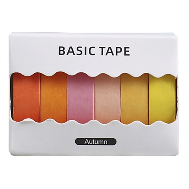 Masking Tape Solid Color 6 Rolls DIY Thin Simple 9.84ft Craft Tape Planner Tape
